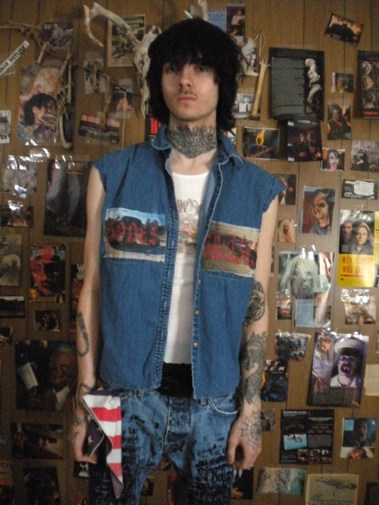 1/1 Bruises + Bones Patch Blue Denim Vest