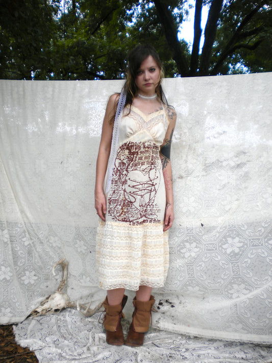 Rust Dye Boneyard Ashes Ruffle Slip Dress