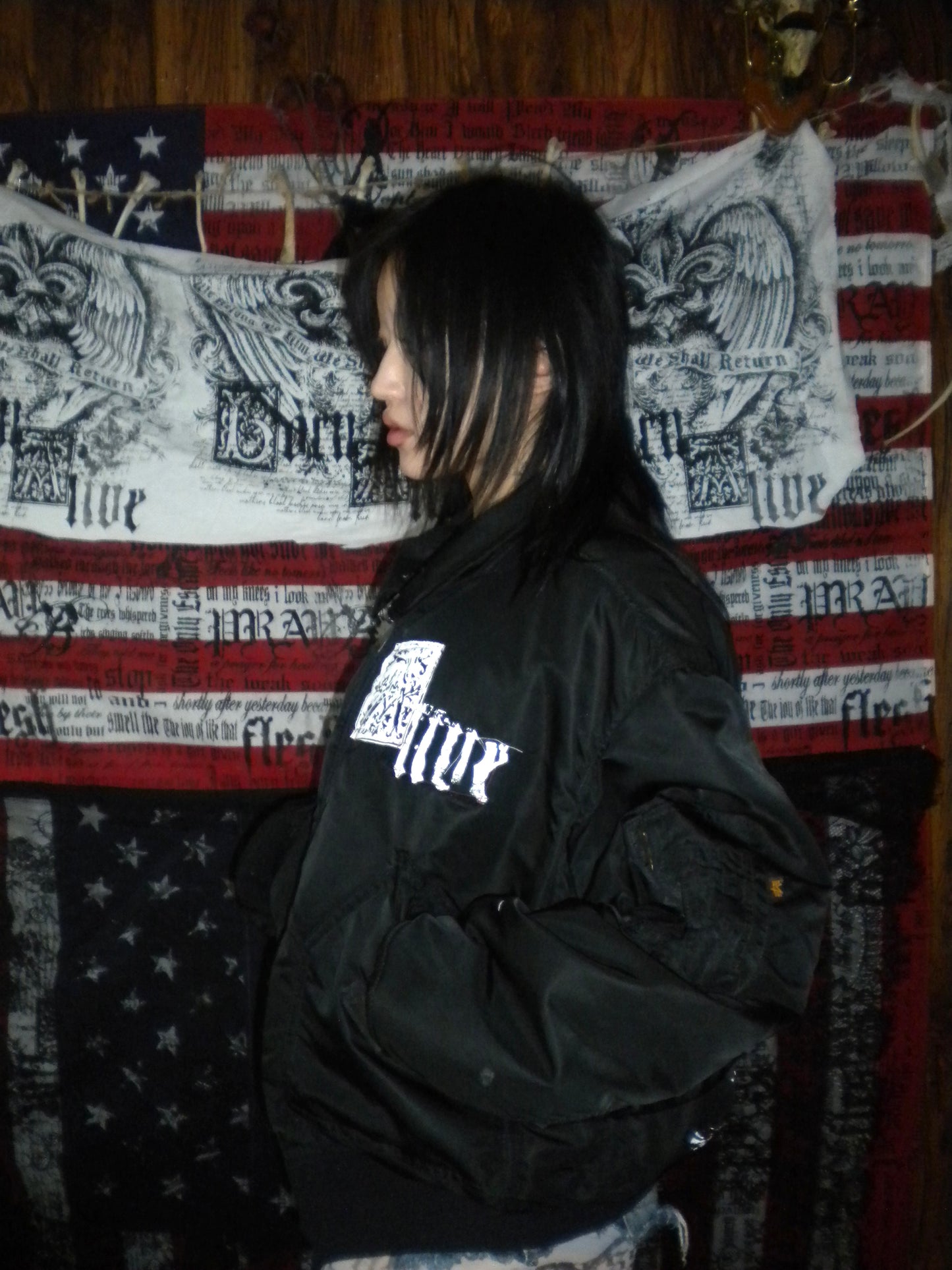 Born Alive Vintage Black Bomber