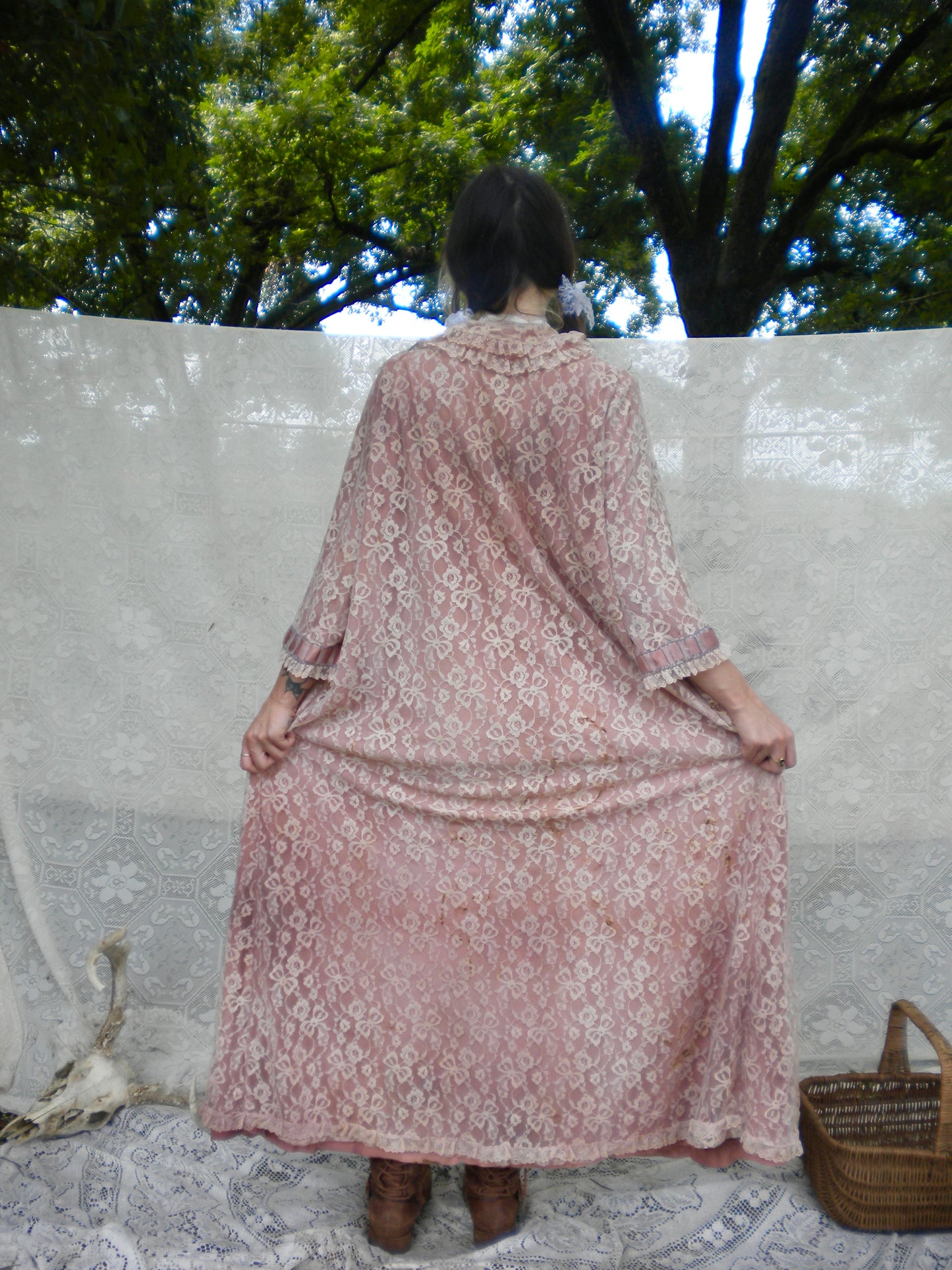 Beloved Dust Pink Blush Lace Vintage Peignoir