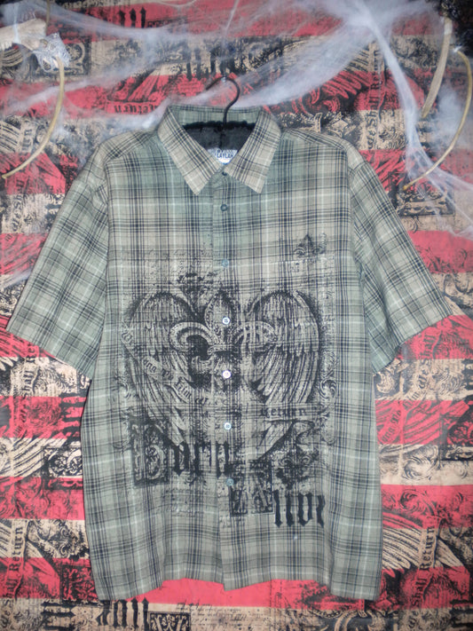 Born Alive Short Sleeve Green Flannel