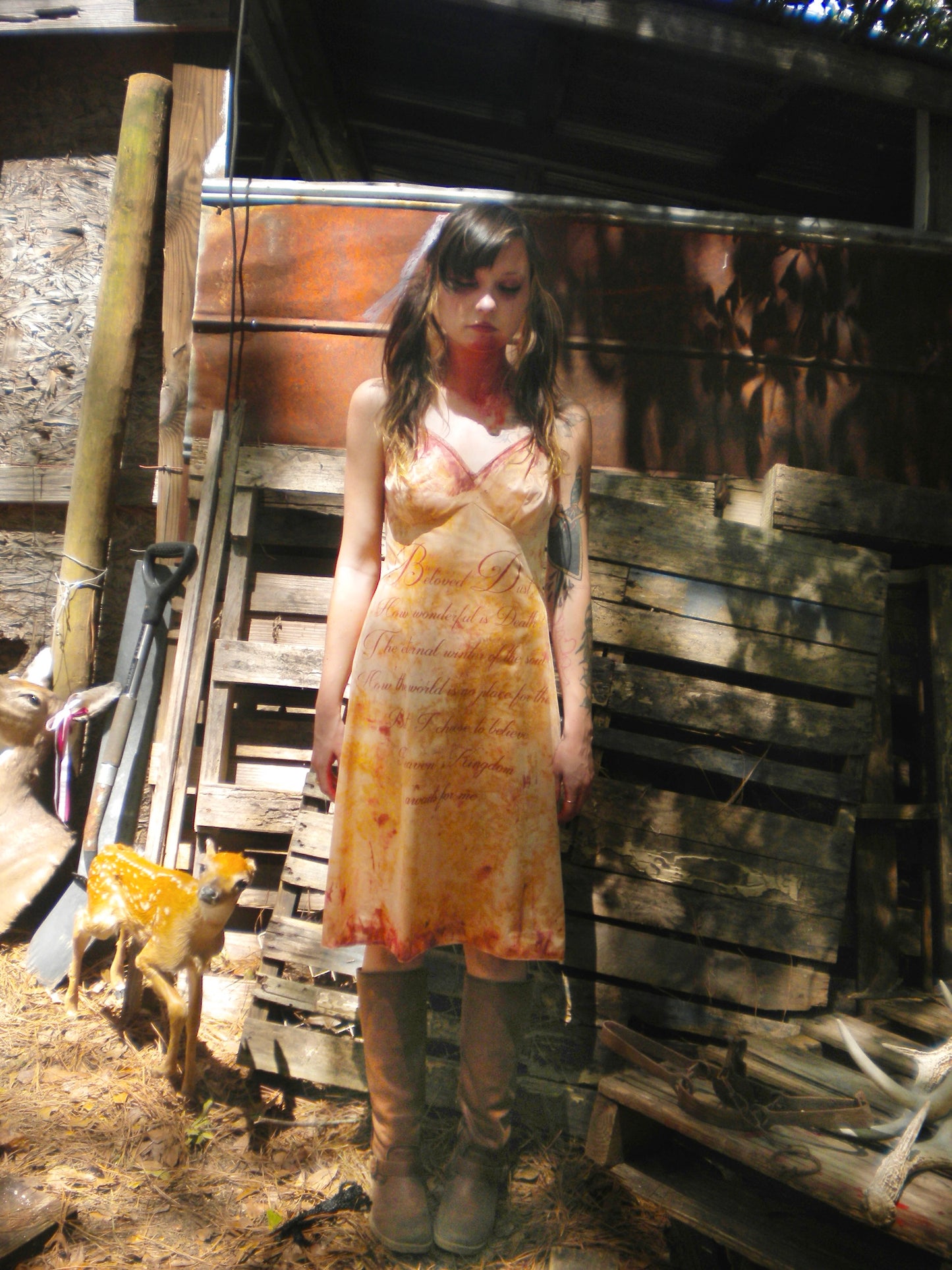 Bloody Rust Dyed Beloved Dust Slip Dress