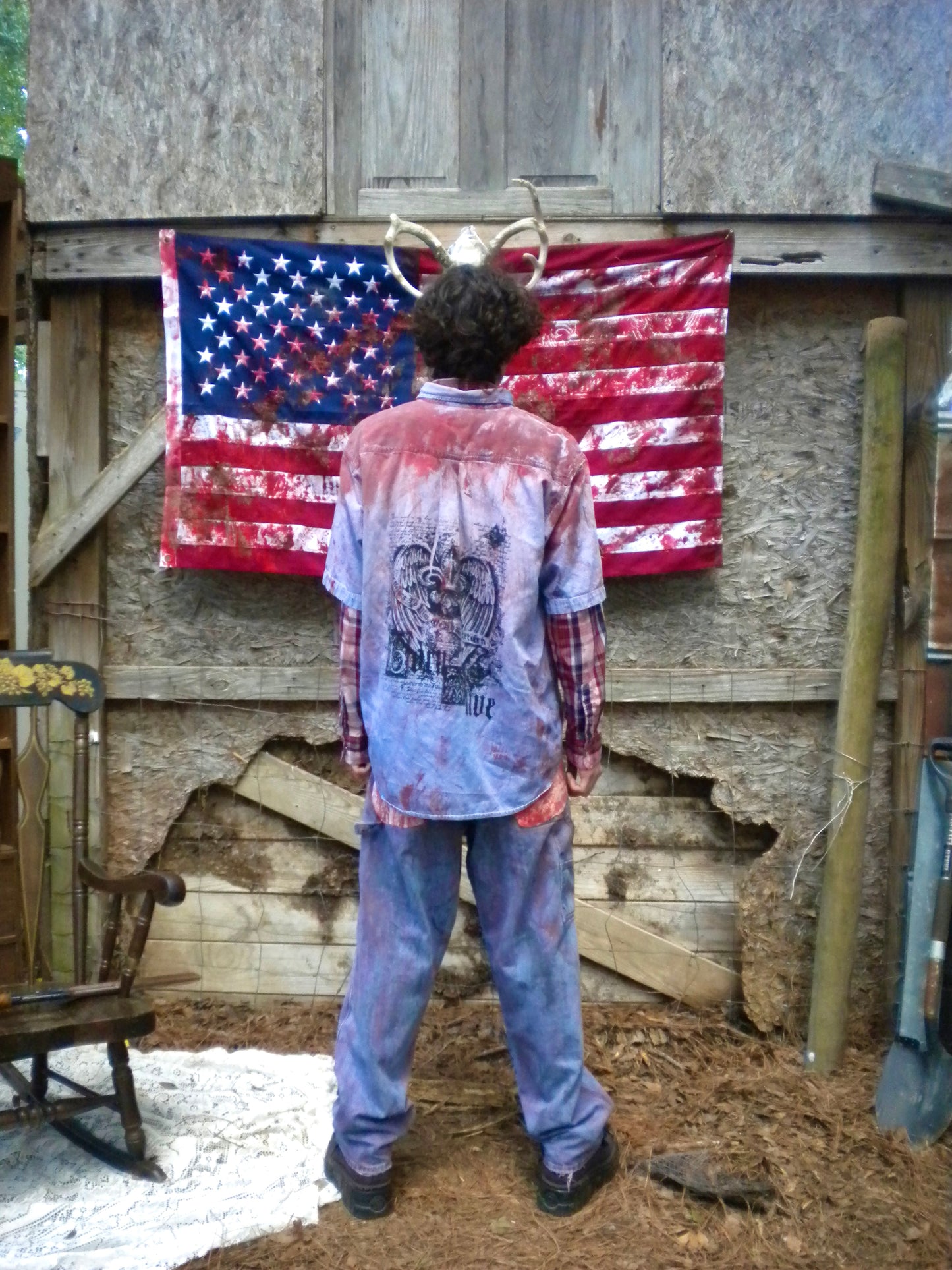 Bloody Rust Dyed Born Alive Denim Button Up