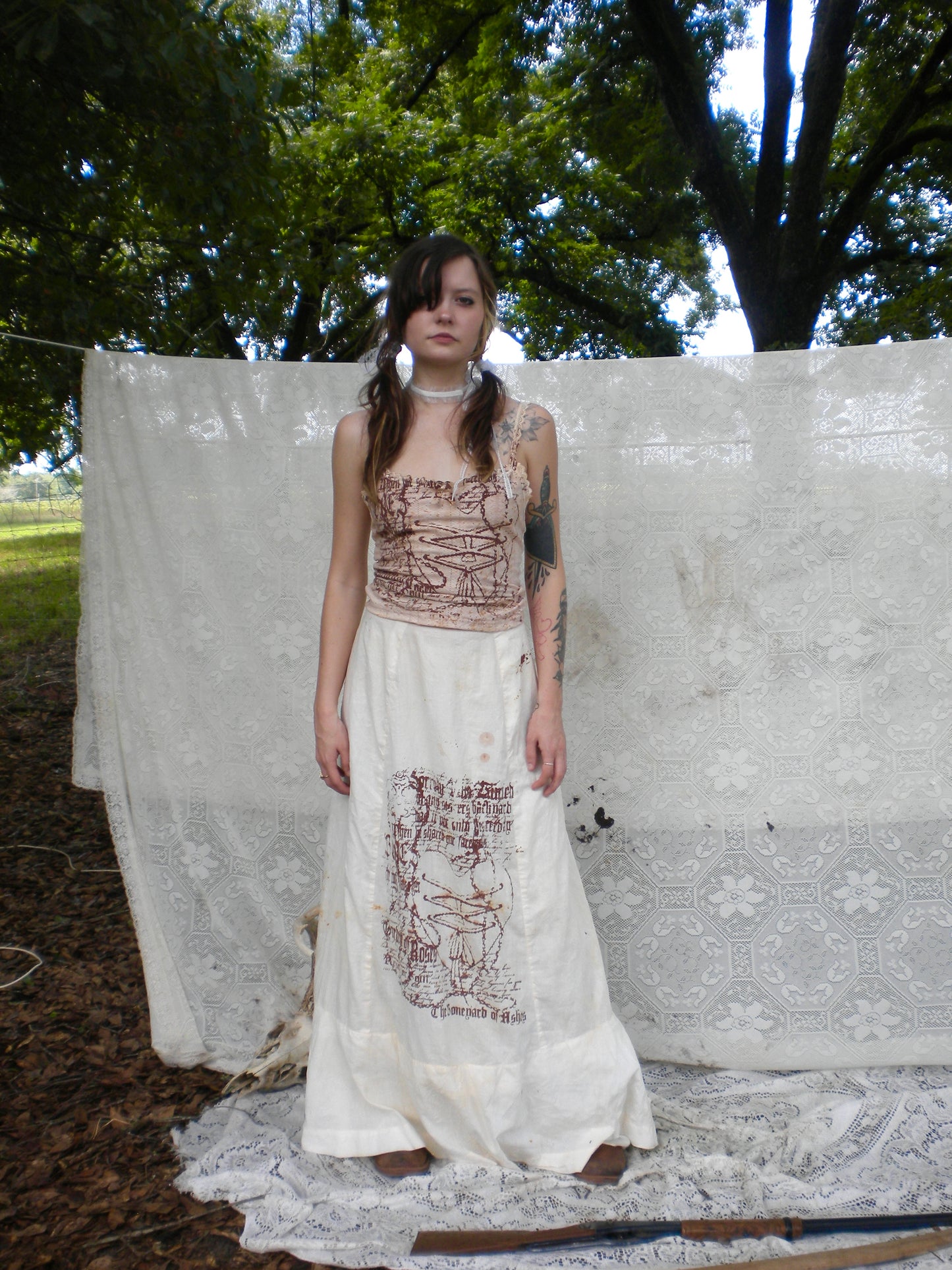 Rust Dye Boneyard Ashes Victorian Petticoat Maxi Skirt