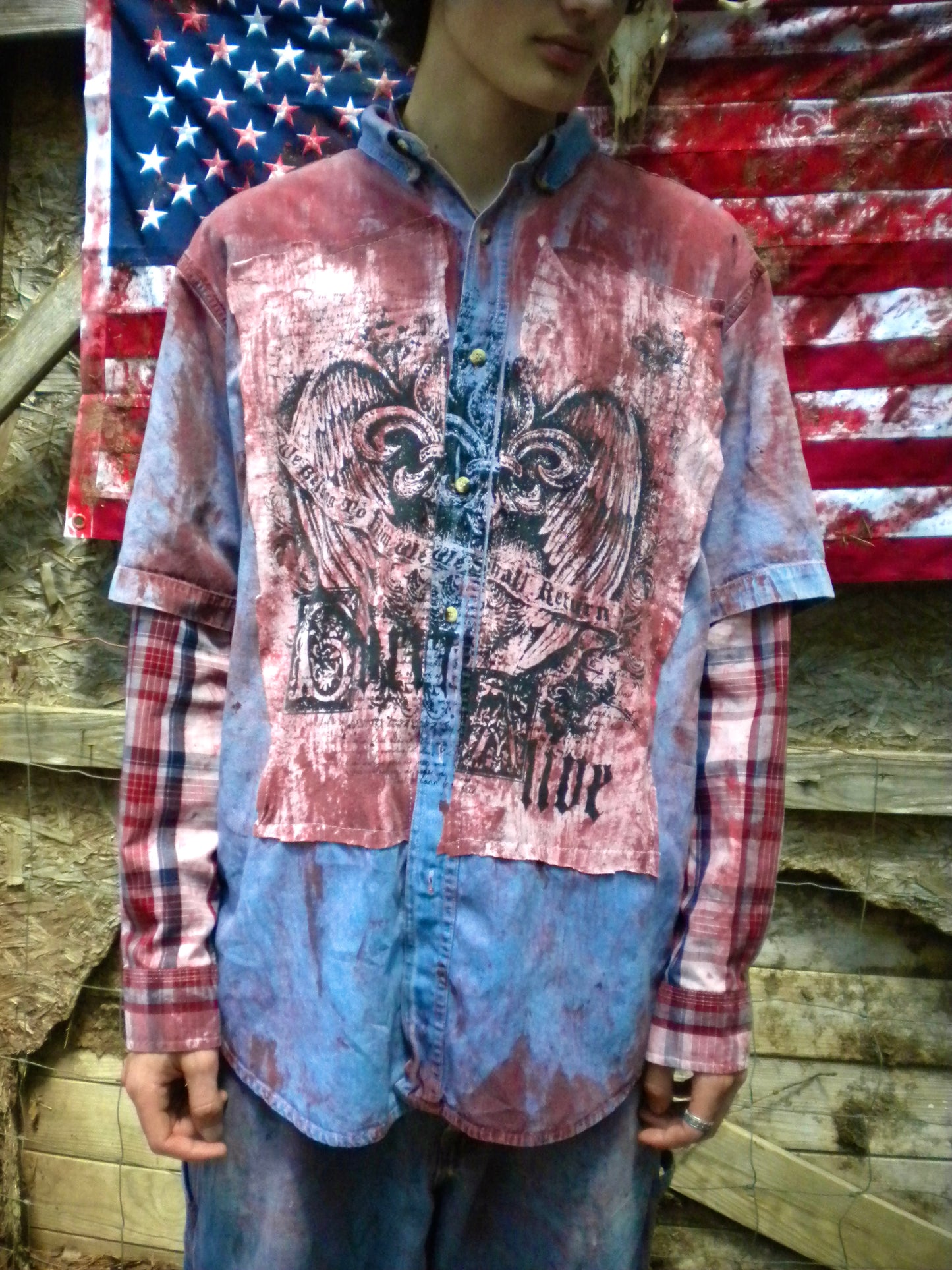 Bloody Rust Dyed Born Alive Denim Button Up