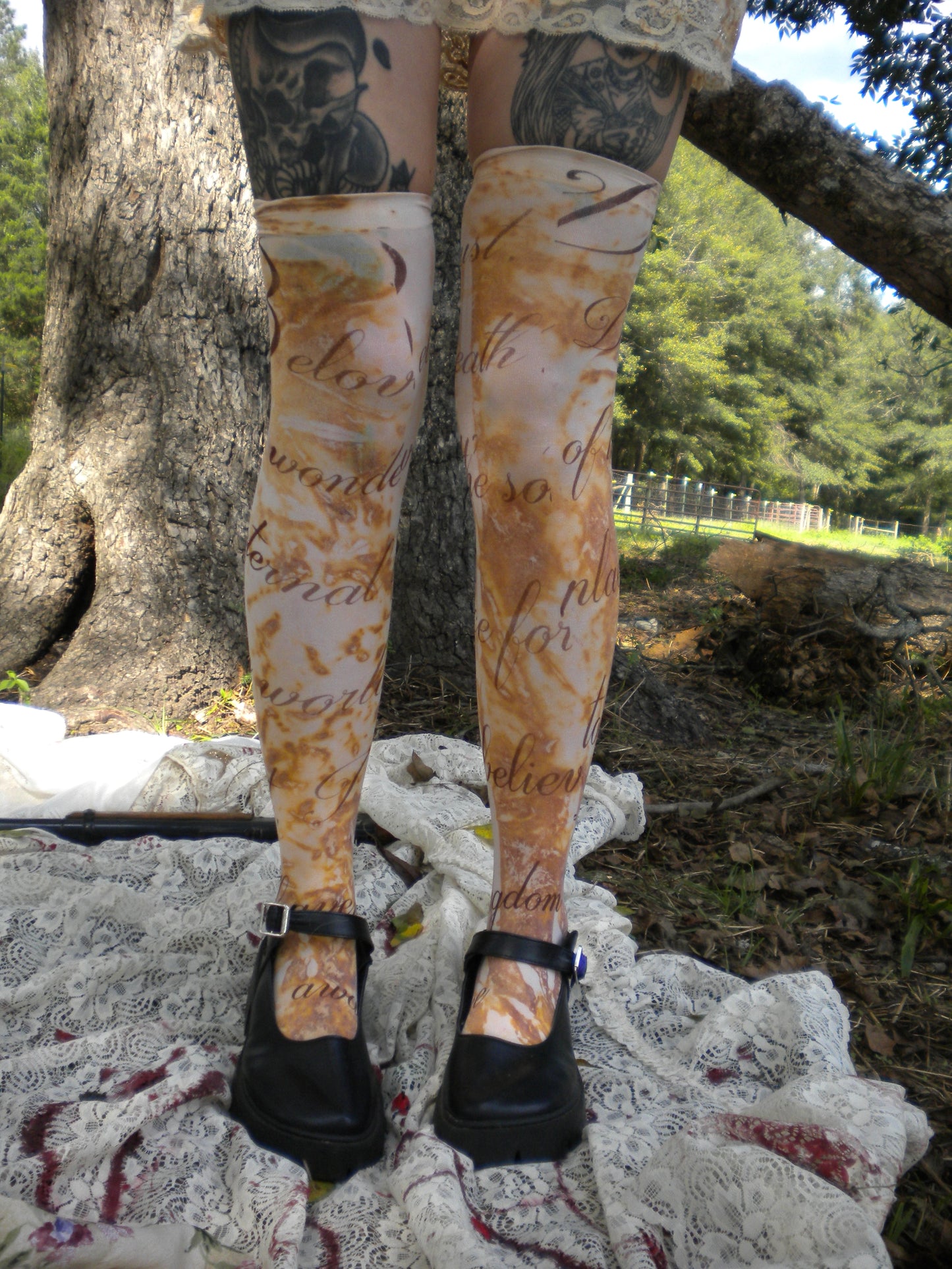 Rust Dye Beloved Dust Knee/Thigh High Socks