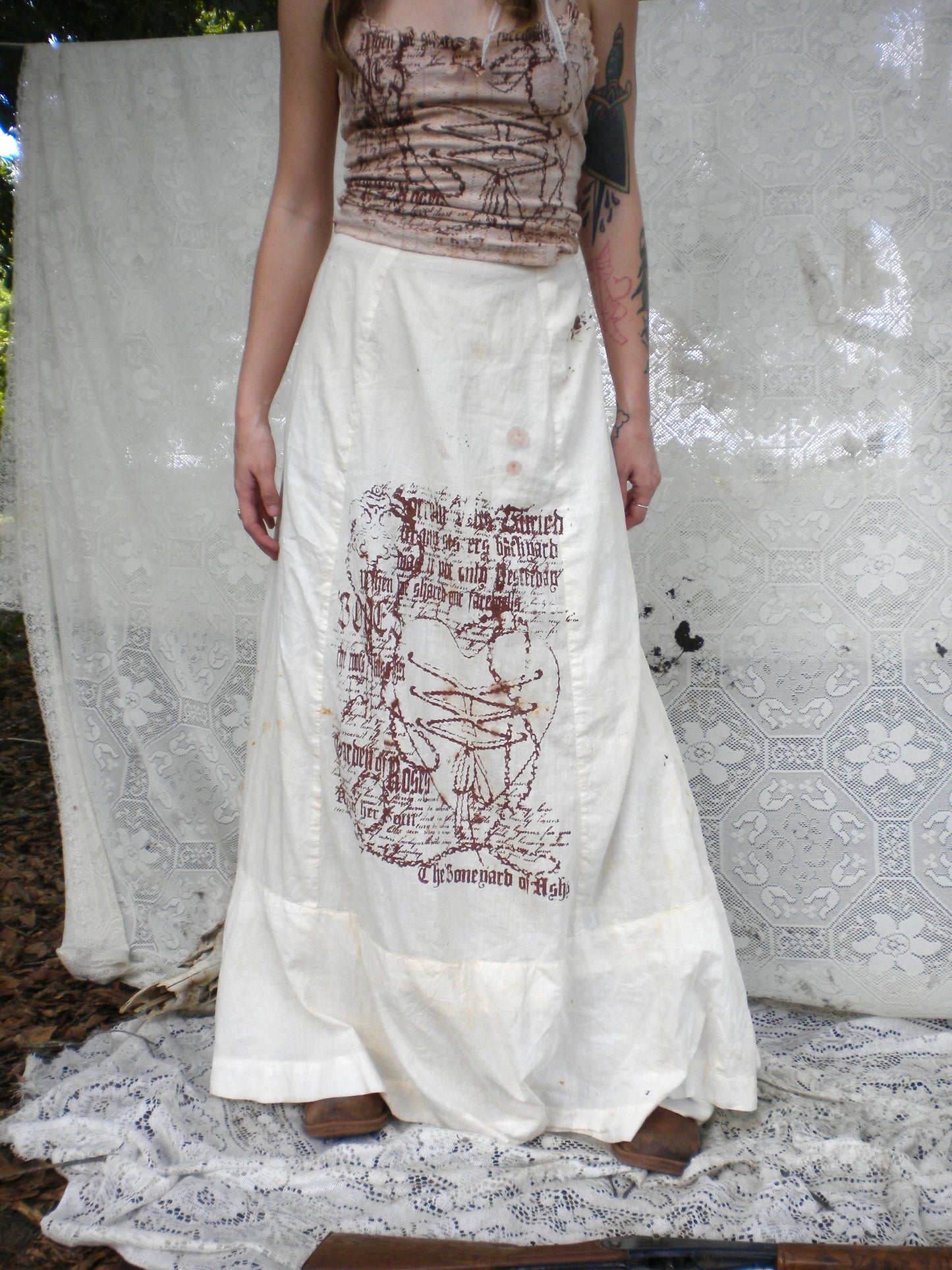 Rust Dye Boneyard Ashes Victorian Petticoat Maxi Skirt