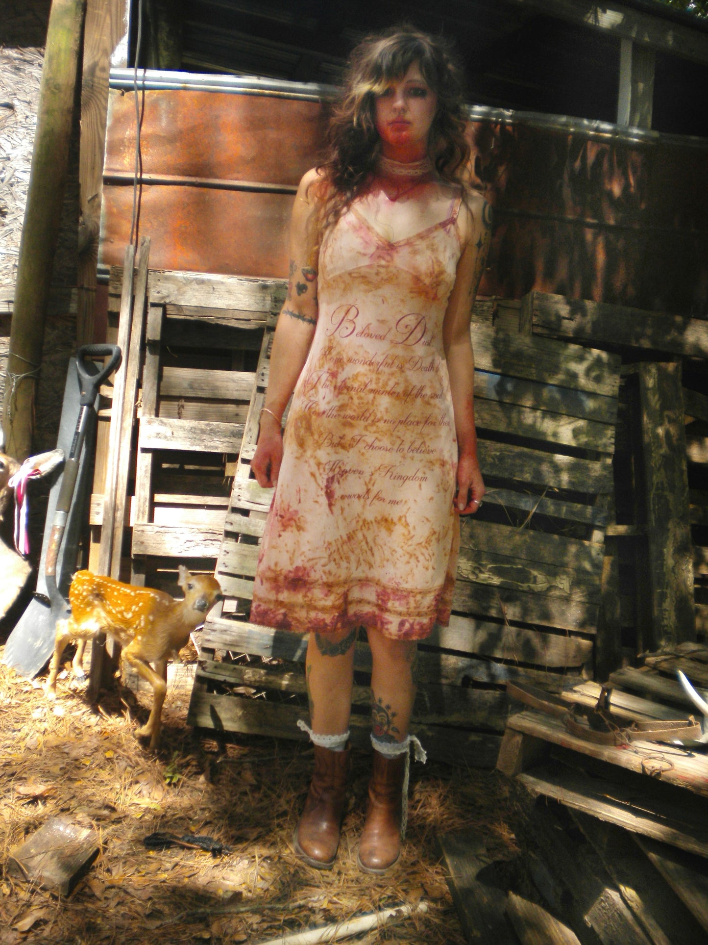 Bloody Rust Dyed Beloved Dust Slip Dress