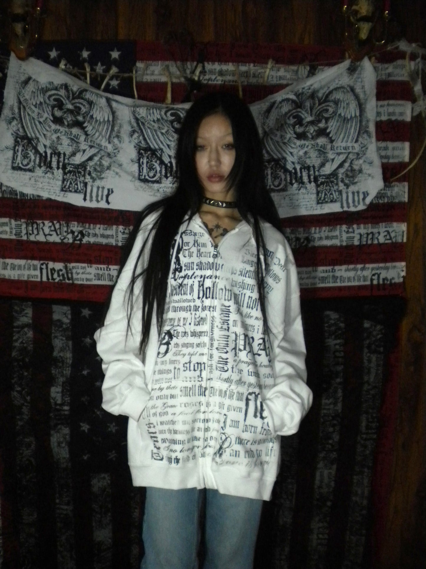 Pray Flesh Tears White Hoodie