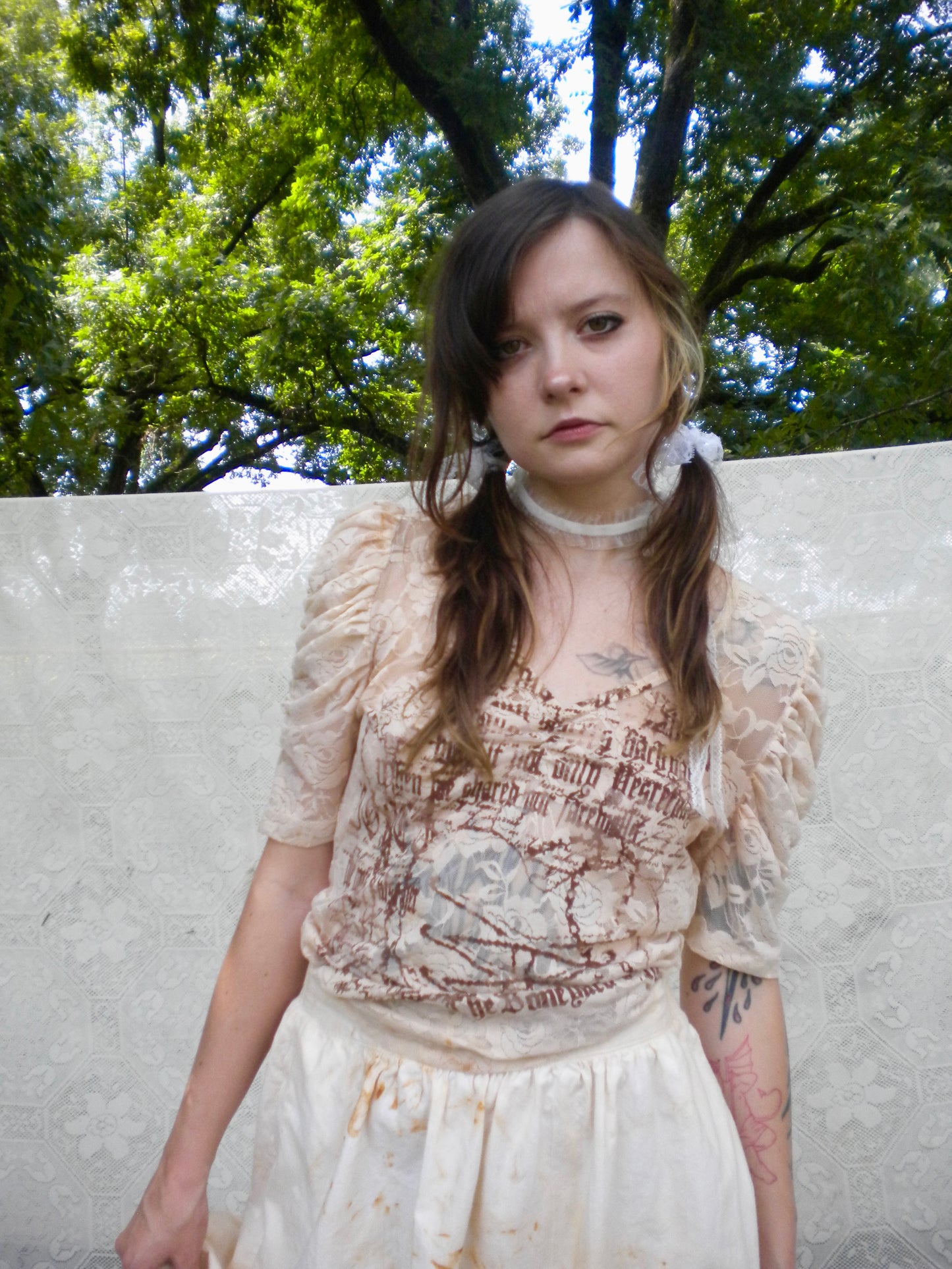 Rust Dye Boneyard Ashes Lace Blouse