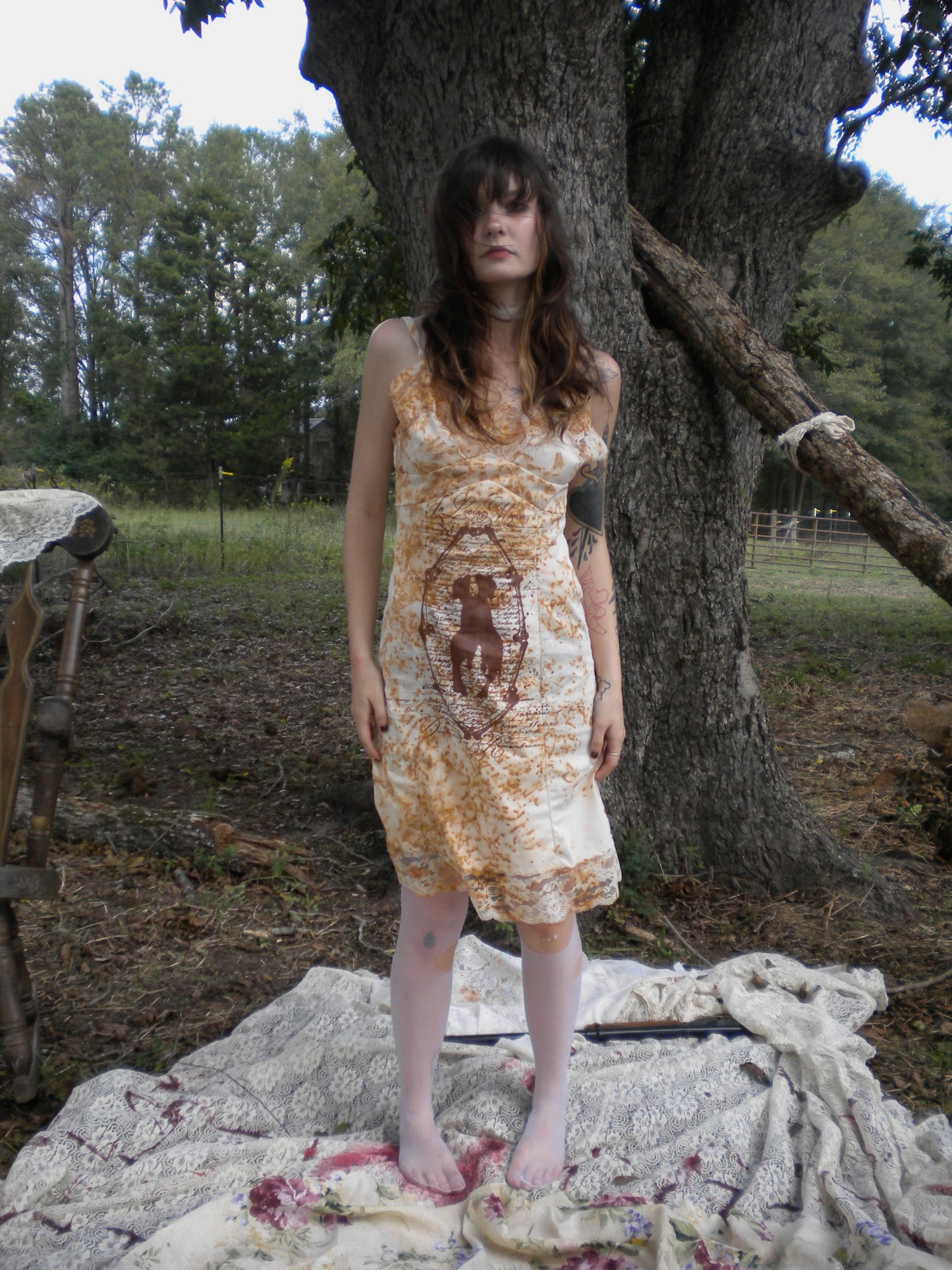 Rust Dye In Loving Memory Slip Dress