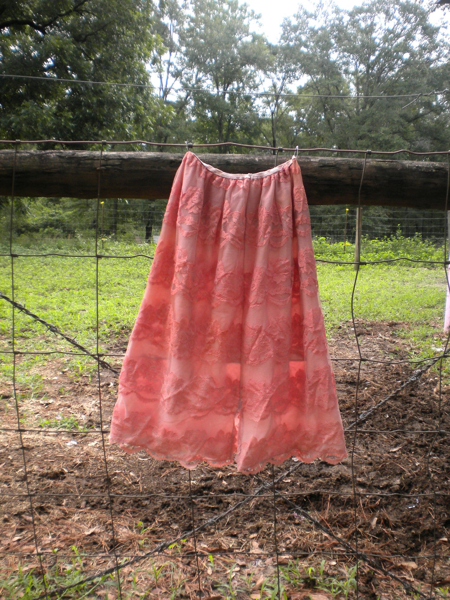 Beloved Dust Pink Peach Lace Slip Skirt Midi