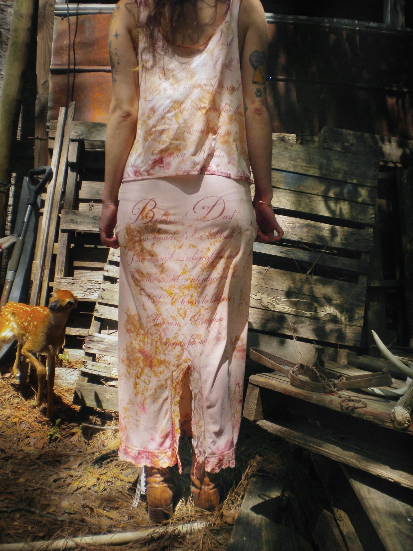 Bloody Rust Dyed Beloved Dust Maxi Slip Skirt