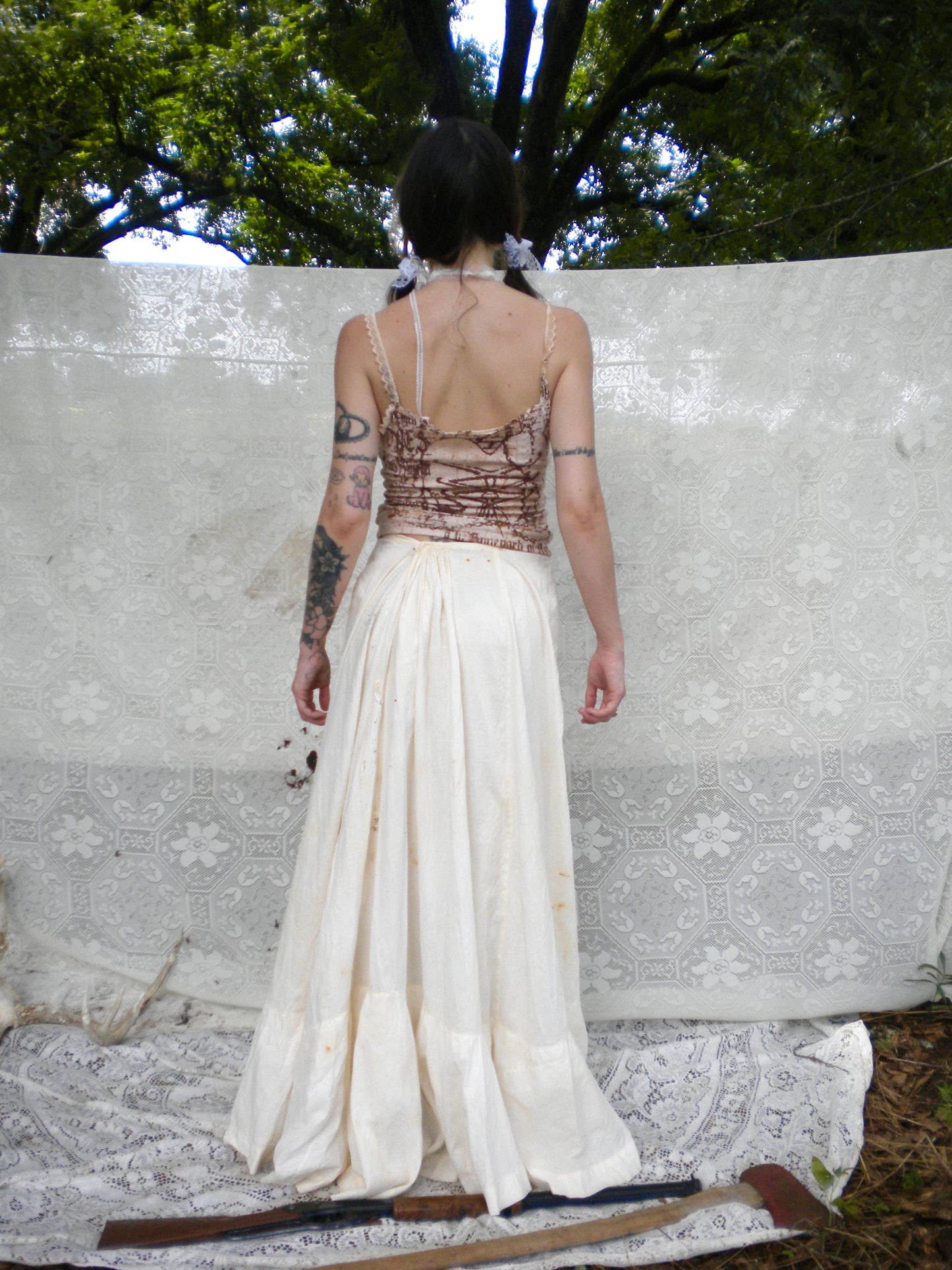 Rust Dye Boneyard Ashes Victorian Petticoat Maxi Skirt