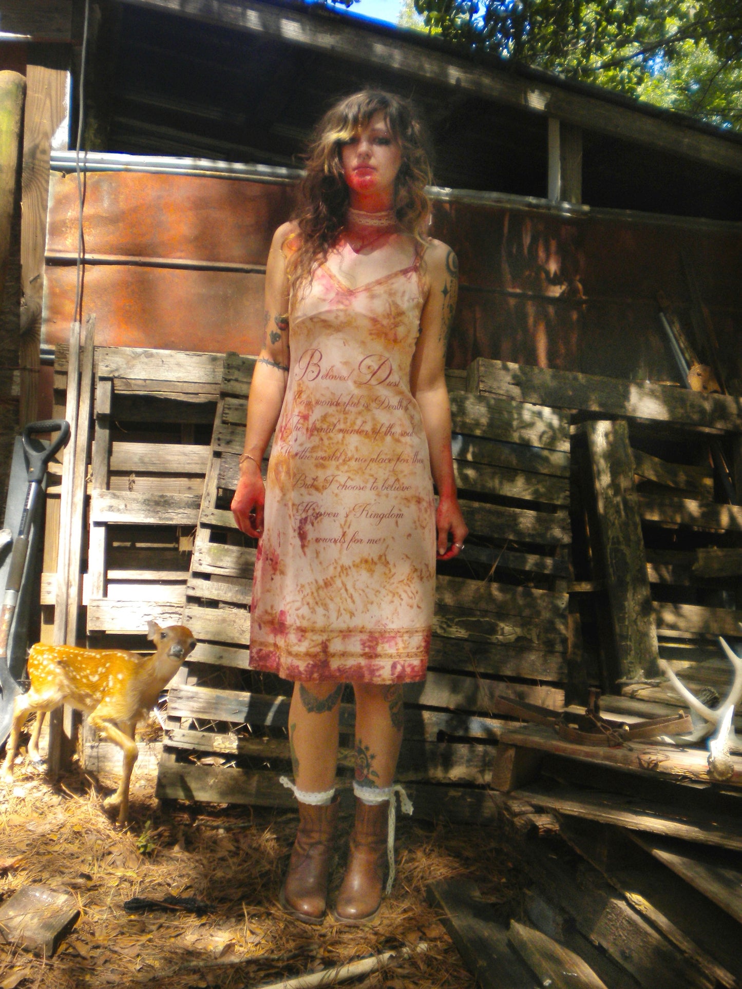 Bloody Rust Dyed Beloved Dust Slip Dress