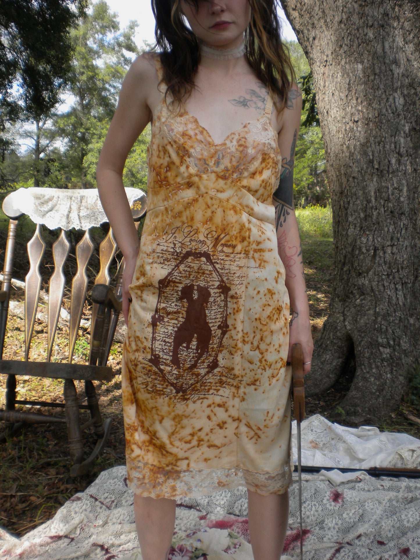 Rust Dye In Loving Memory Slip Dress