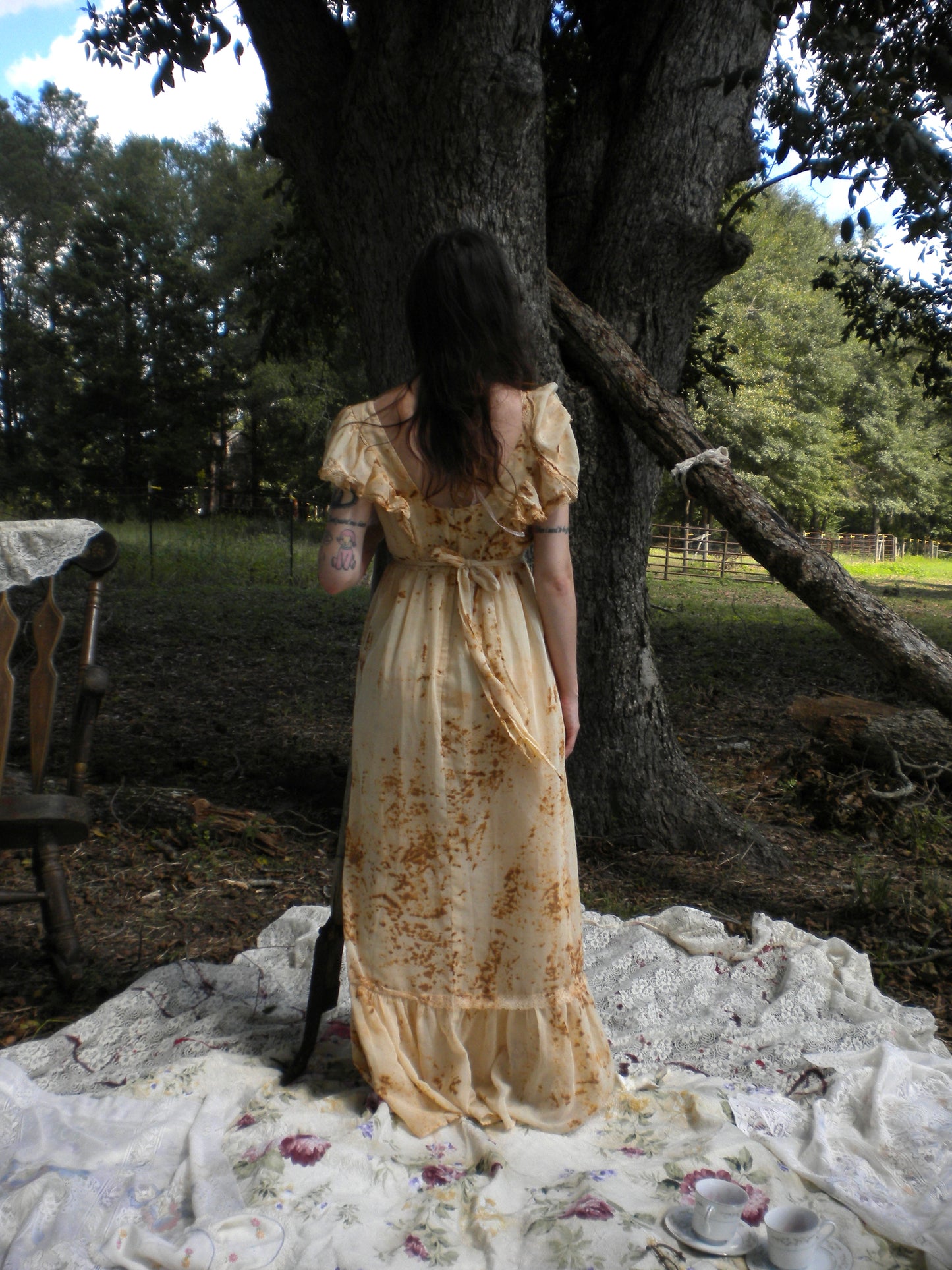 Rust Dye In Loving Memory Vintage Wedding Dress