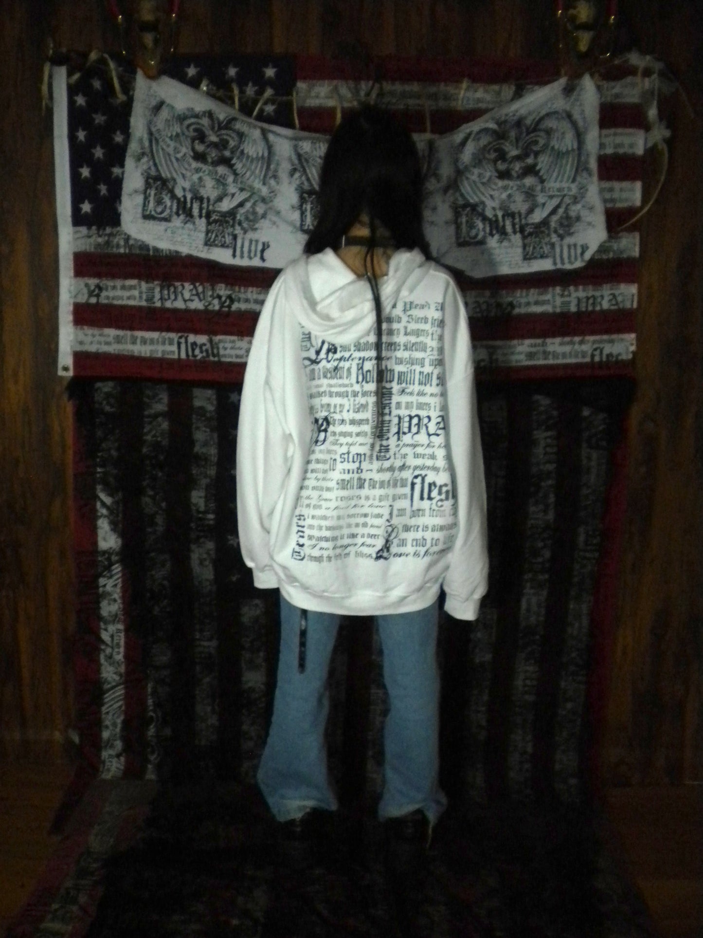 Pray Flesh Tears White Hoodie