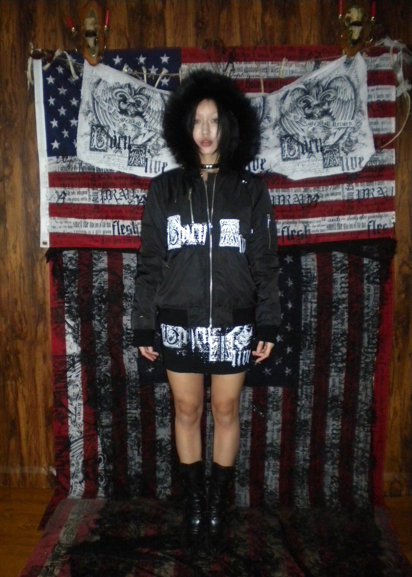 Born Alive Black Fur Trim Puffer