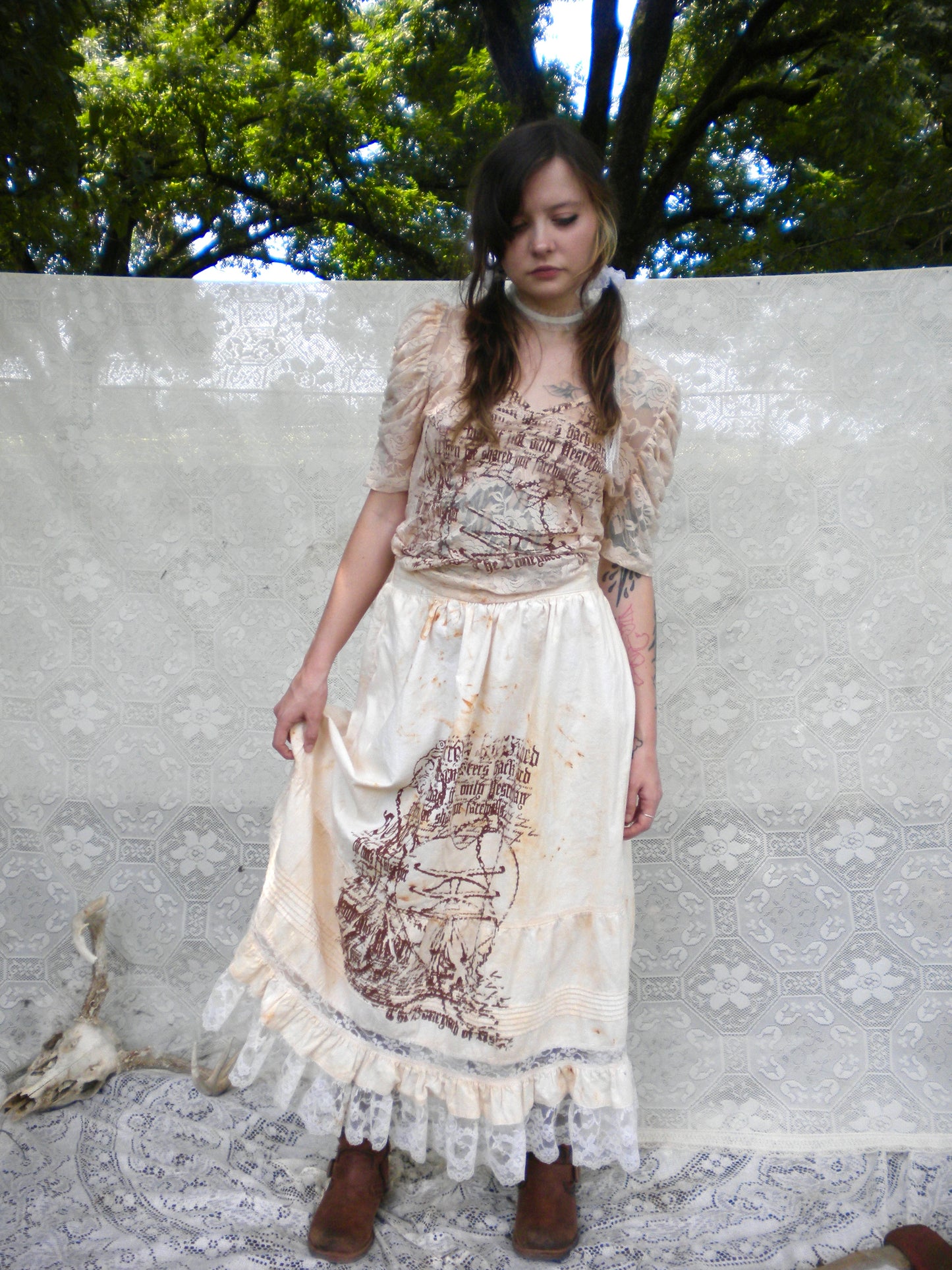 Rust Dye Boneyard Ashes Lace Blouse