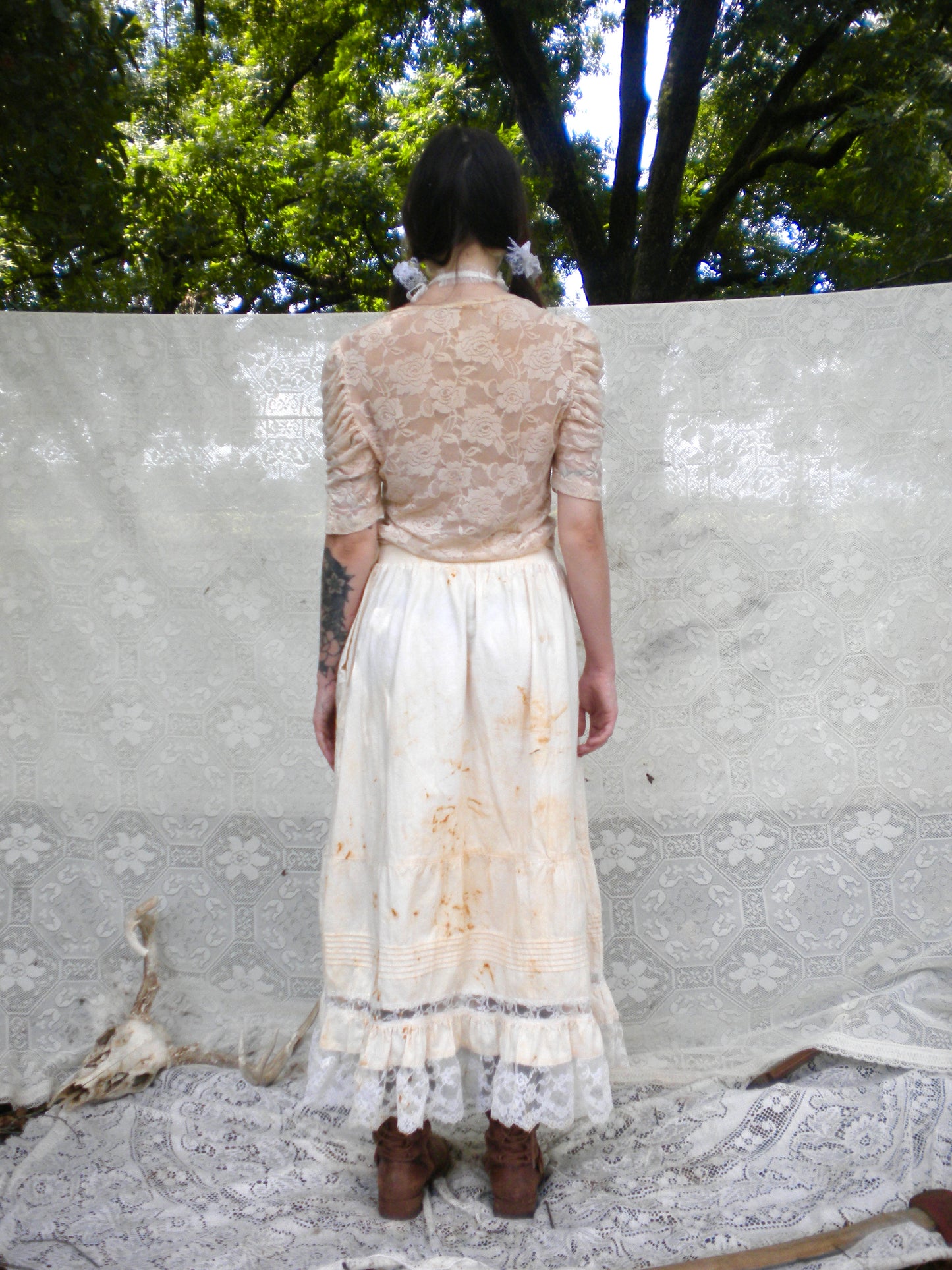 Rust Dye Boneyard Ashes Lace Blouse