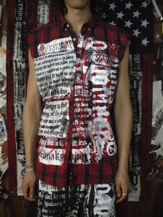 Summoned Awakening Red Sleeveless Flannel Large