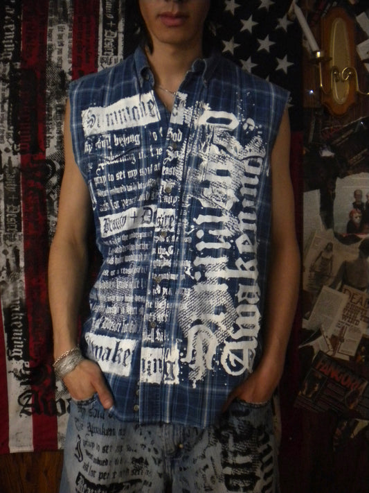 Summoned Awakening Denim Sleeveless Flannel Large