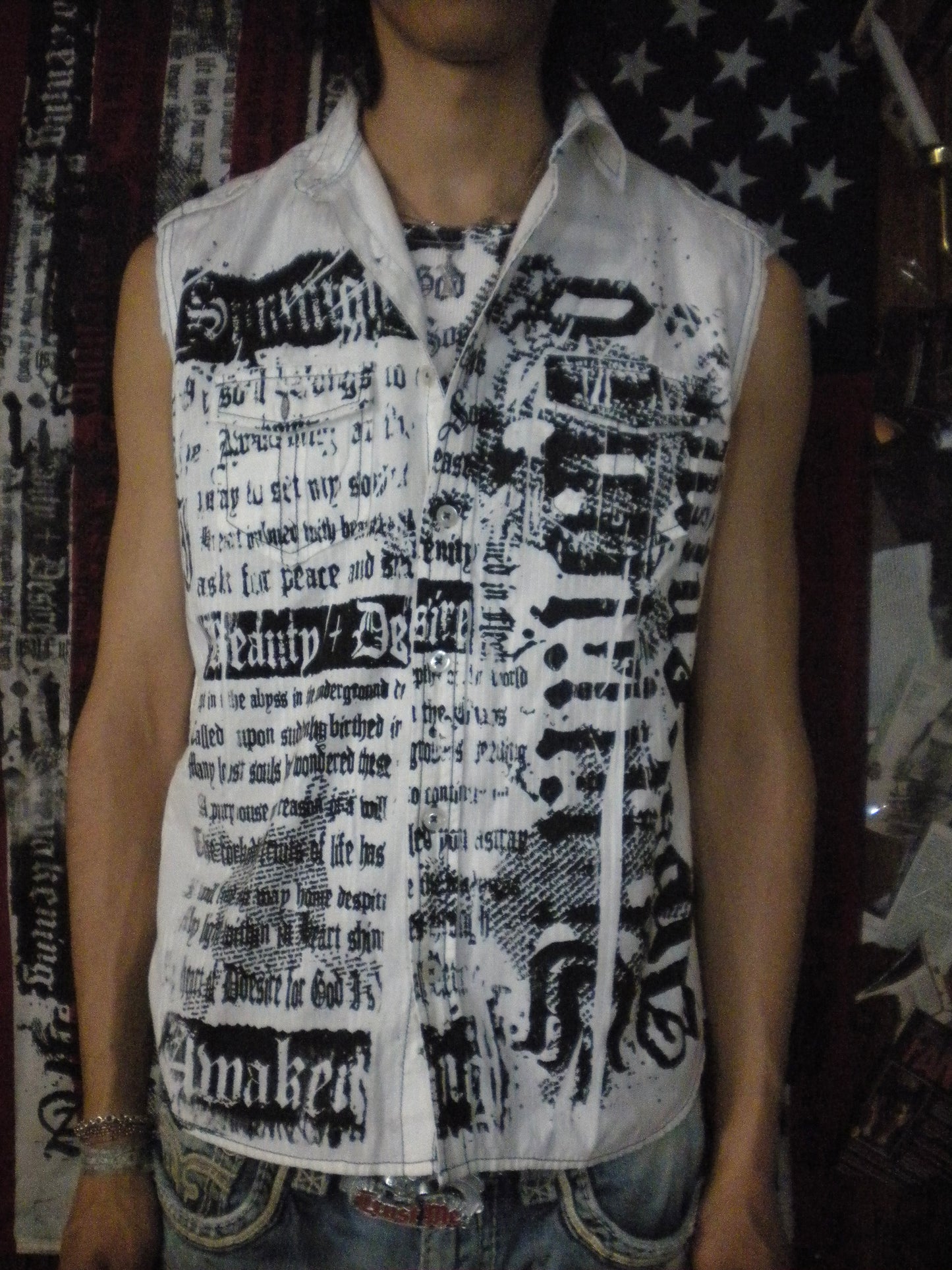 Summoned Awakening White Sleeveless Button Up Medium