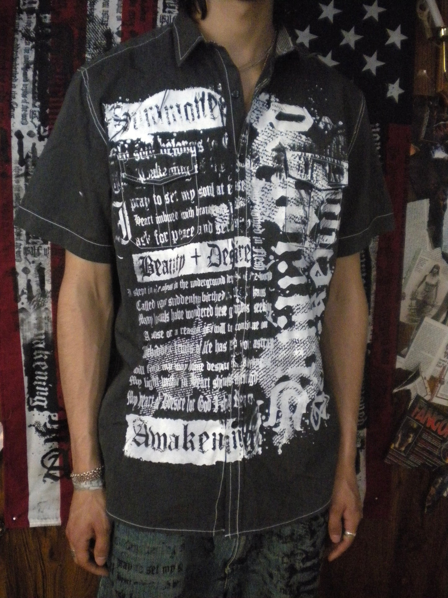 Summoned Awakening Dark Grey Button Up Large