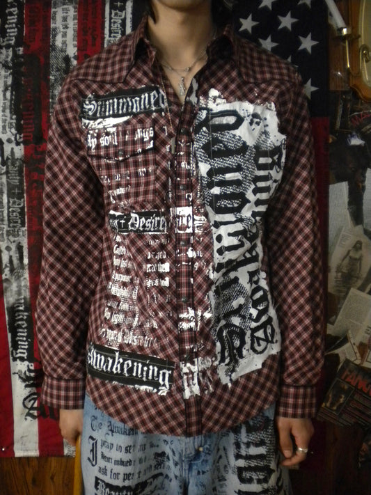 Summoned Awakening Red Flannel Button Up Large