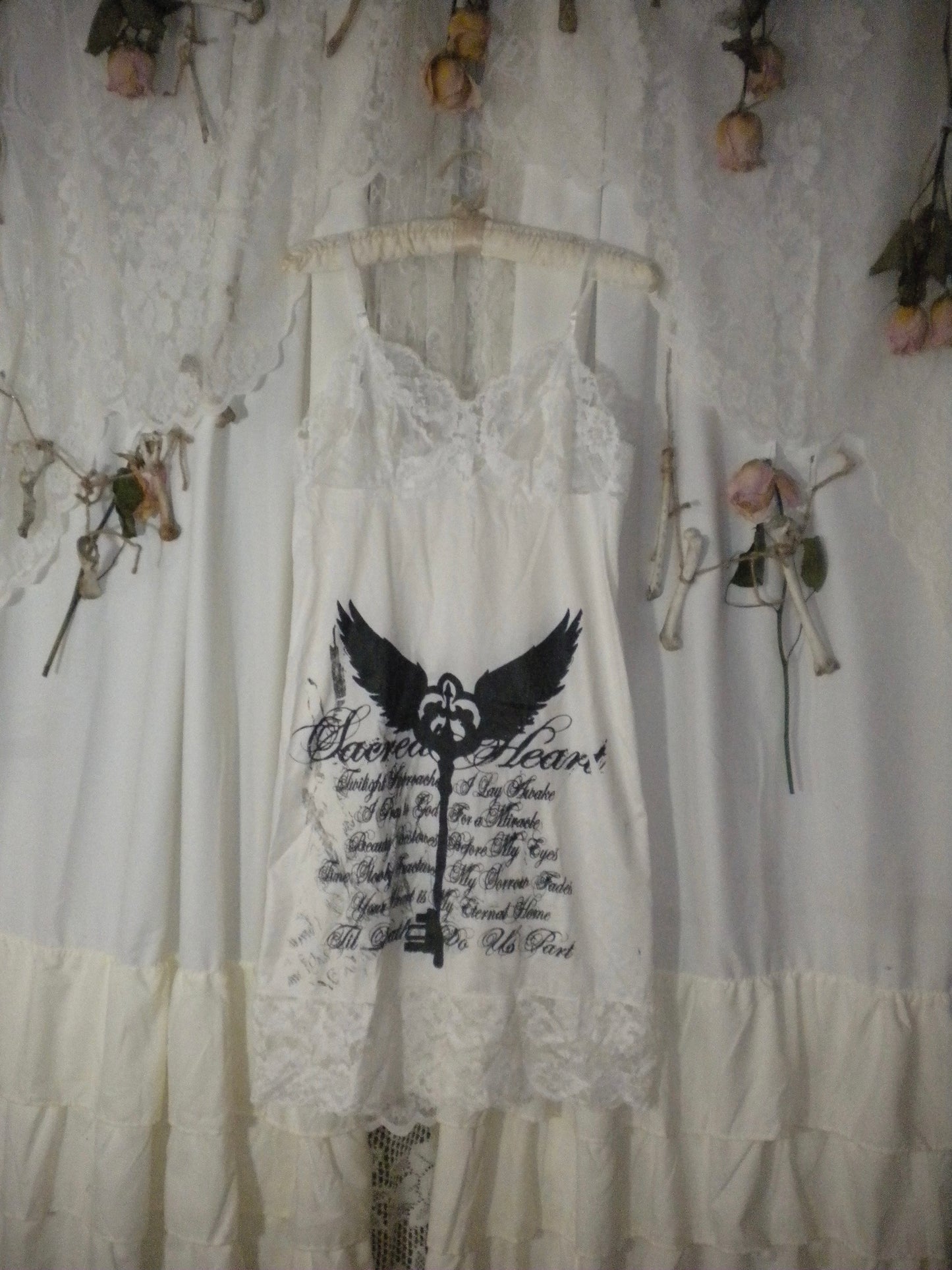 Sacred Heart Lace Trim Ivory Dress