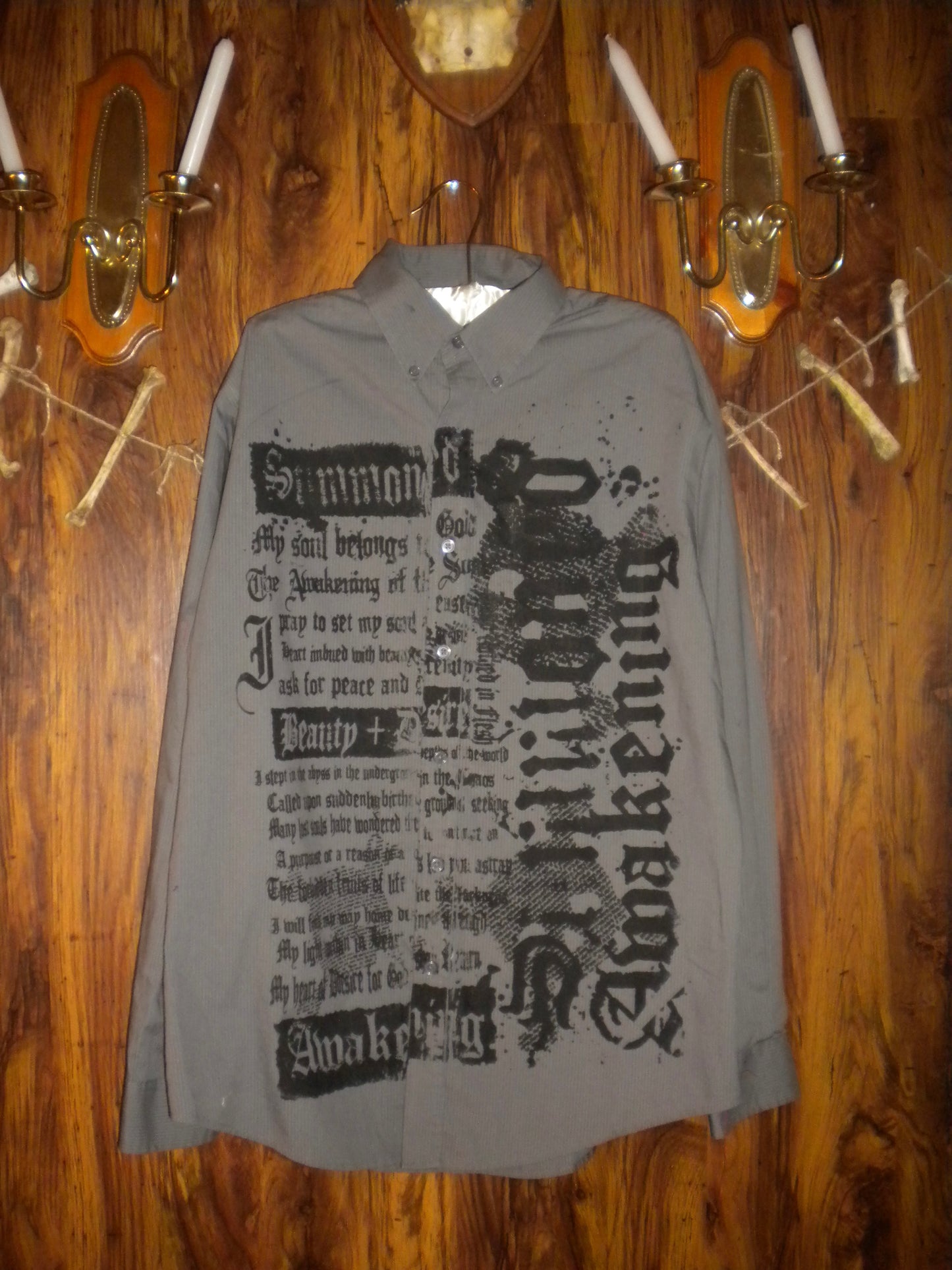 Summoned Awakening Grey Button Down XLarge