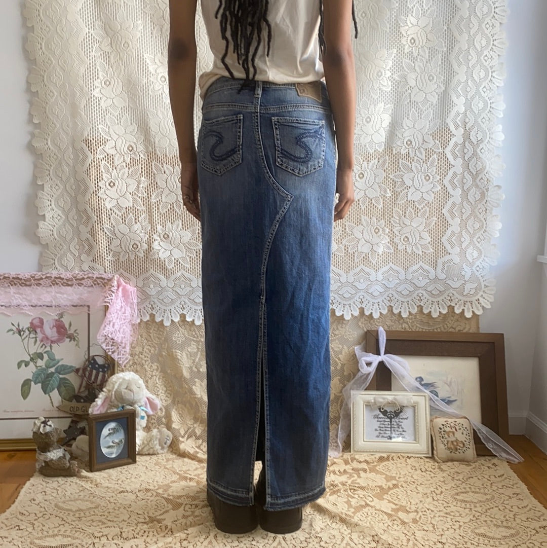 Sacred Heart Denim Maxi Skirt